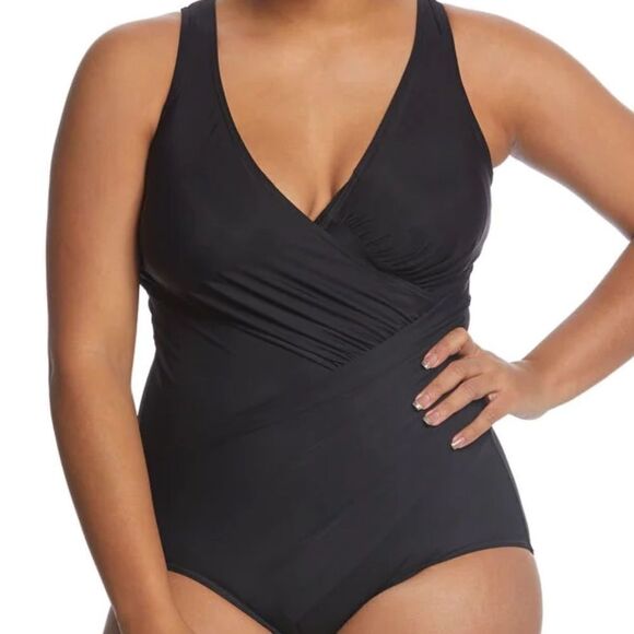 NWT Miraclesuit Oceanus Solid Plus Size Swimsuit - size 16W - Picture 3 of 7